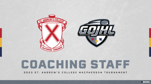 GOJHL Announces Coaching Staff for MacPherson Challenge Tournament